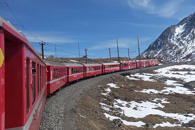 Bernina Red Train, Swiss Alps & St Moritz From Milan - Tirano and the Long Ride Back
