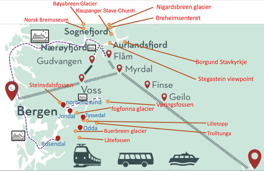 Flåm Flexible Tour with Stegastein, cruise and train include - Optional stops beyond the main route