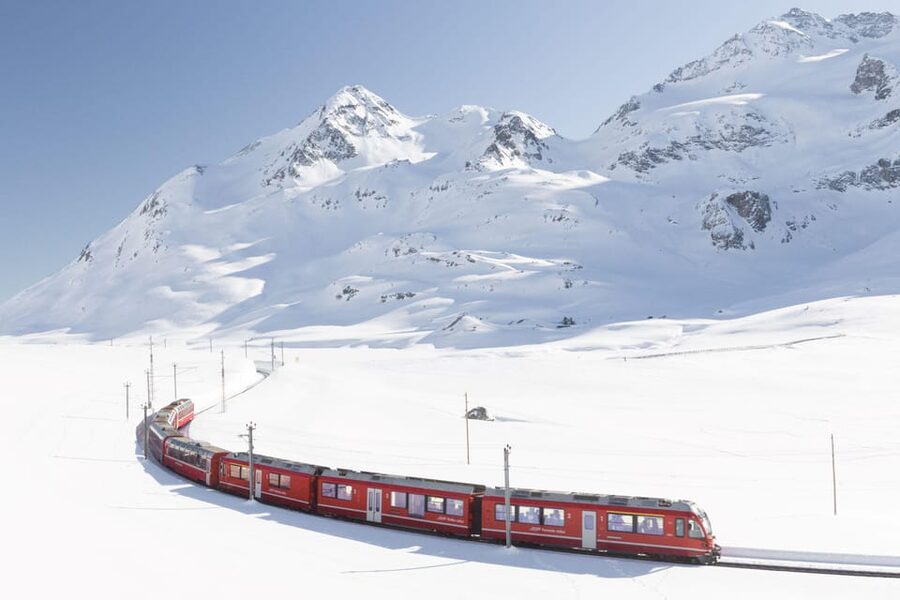 From Milan: Bernina Train, Swiss Alps & St. Moritz Day Trip - Boarding the Bernina Red Train