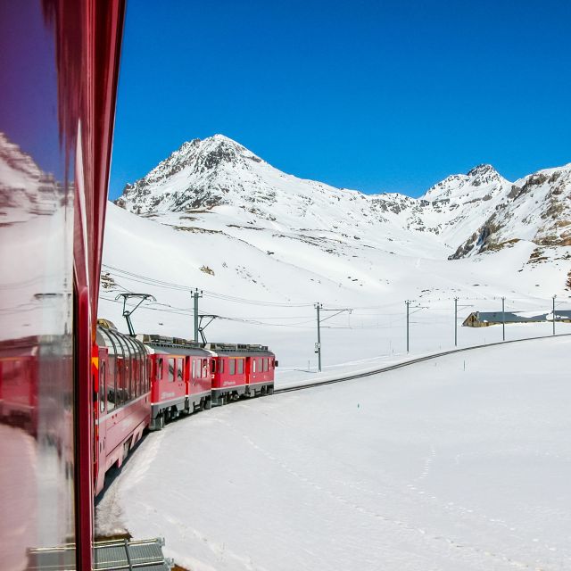 From Saint Moritz: Bernina Red Train to Tirano - The return ride to St. Moritz