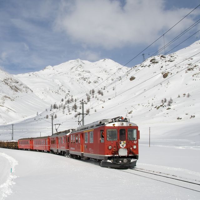 From Saint Moritz: Bernina Red Train to Tirano - Leaving St. Moritz on the morning train