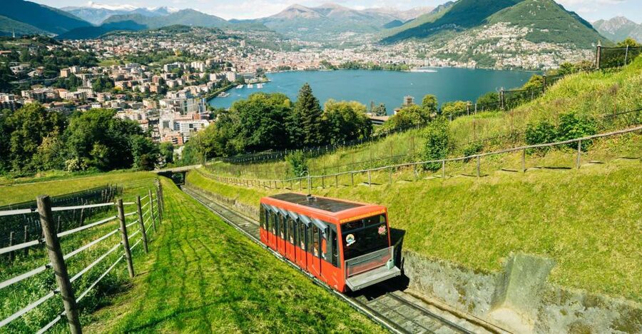 Lugano: 3-Hour Monte San Salvatore Tour with Funicular Ride - Riding the funicular toward Monte San Salvatore