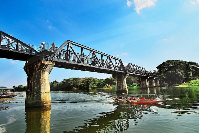 Private Tour: Thai–Burma Death Railway Bridge on the River Kwai from Bangkok - Arriving at the bridge by long-tail boat