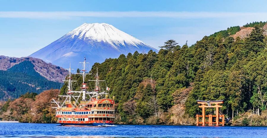 Tokyo Mt Fuji 5th St & Hakone Cruise Bus Tour w/Bullet Train - Hakone ropeway over the volcanic hills